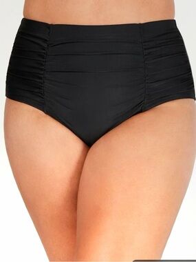 Macy's Black High-Waist Ruched Bikini Bottoms